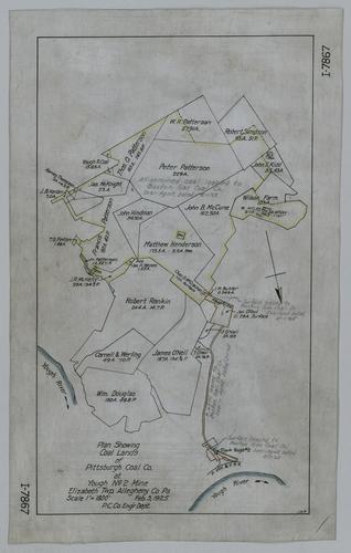 Plan showing coal lands of Pittsburgh Coal Co. at Yough No. 2 Mine