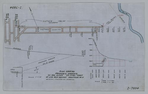 Plan showing proposed opening on William Glenn tract at Lick Run section of Montour No. 10 Mine