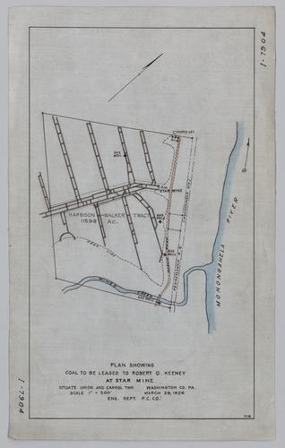 Plan showing coal to be leased to Robert O. Keeney at Star Mine