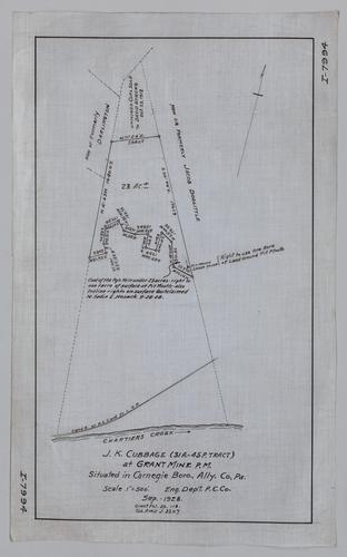 Plan showing property of J. K. Cubbage at Grant Mine