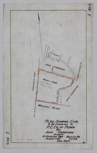 Plan showing coal to be conveyed to Pittsburgh Coal Co. by John Crawford