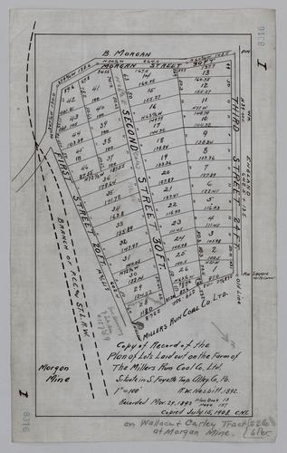 Plan of lots laid out on the farm of the Millers Run Coal Co. Ltd.