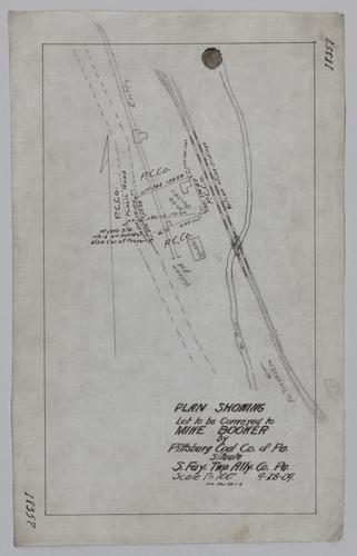 Plan showing lot to be conveyed to Mike Booker by Pittsburgh Coal Co.