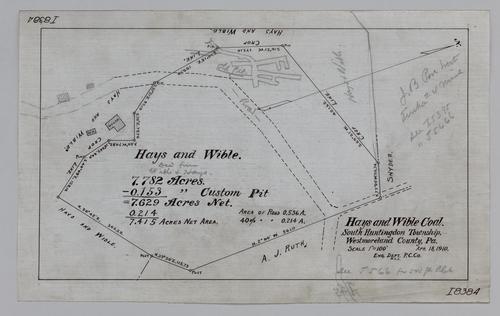 Plan showing property of Hays and Wible Coal