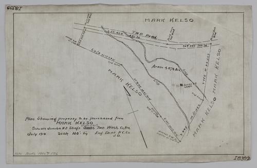 Plan showing property to be purchased from Mark Kelso situate at Jumbo No. 2 Mine shaft