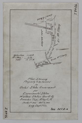 Plan showing property to be leased to the United States government for experimental station at Wallace Station of the Baltimore & Ohio Railroad