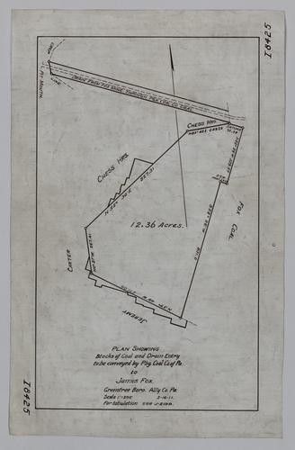 Plan showing blocks of coal and drain entry to be conveyed by Pittsburgh Coal Co. to James Fox