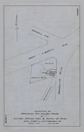 Location of proposed fan and fan house at United States Coal & Supply Co. Mine in the 19th Ward of Pittsburgh