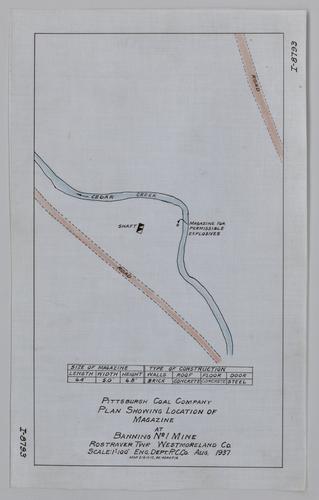 Plan showing location of magazine at Banning # 1 Mine of Pittsburgh Coal Co.