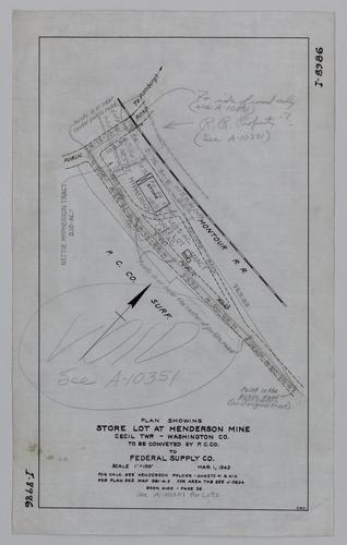 Plan showing store lot at Henderson Mine to be conveyed by Pittsburgh Coal Co. to Federal Supply Co.