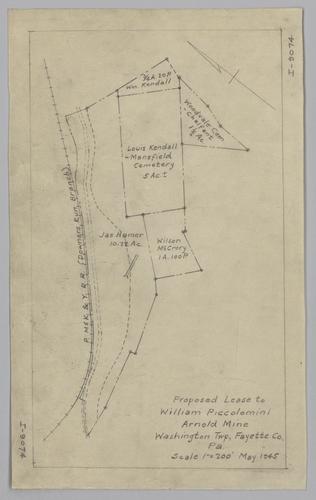 Plan showing proposed lease to William Piccolomini at Arnold Mine