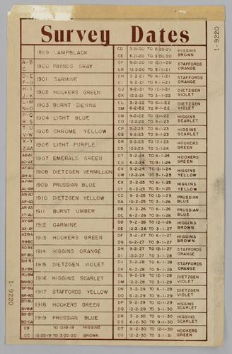Survey Dates and Colors (sheet 3 of 7)