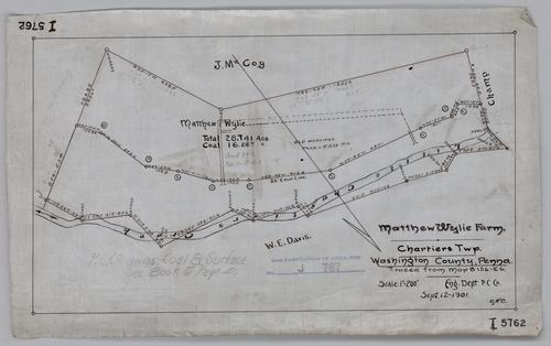 Map showing Matthew Wylie farm