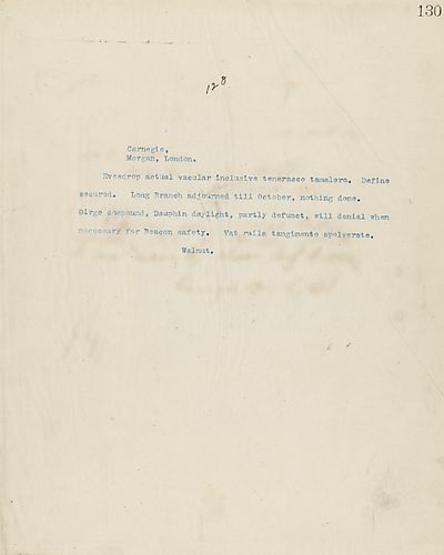 Frick wires Carnegie a coded message