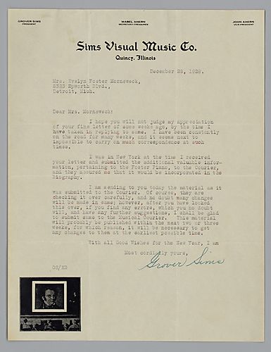 From Grover Sims to Evelyn Foster Morneweck