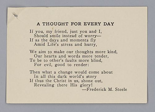 Poem, "A Thought for Every Day" by Frederick M. Steele