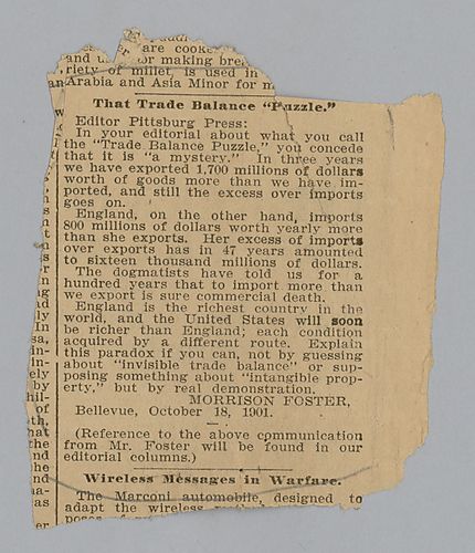 "Trade Balance Puzzle," Pittsburg Press