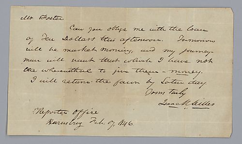 To "Mr. Foster" from Isaack Miller
