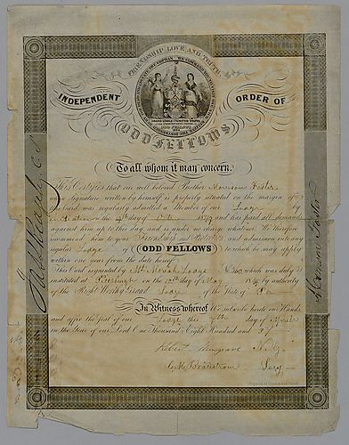 Morrison Foster's Odd Fellows certificate