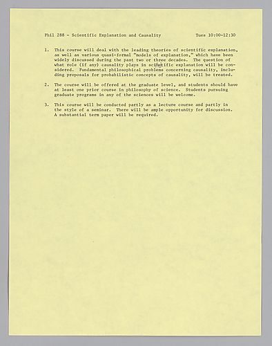 Scientific Explanation and Causality- PHIL 288,