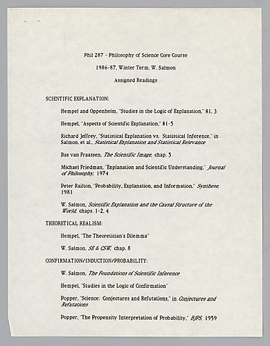 Philosophy of Science Core Course-PHIL 287,