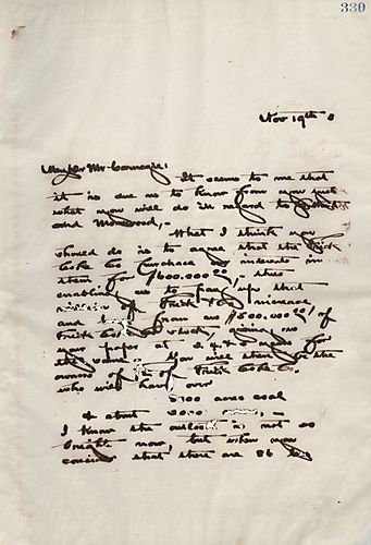 Frick writes Carnegie to extend some advice as to what he should do regarding the Frick Coal Company