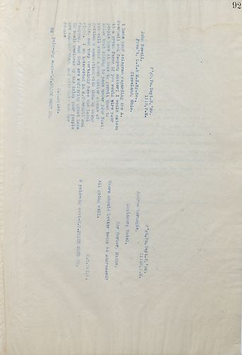Frick wires Carnegie to ask for the address of a letter