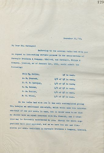 Frick reports on the interest of Carnegie Brothers & Co.'s invested partners