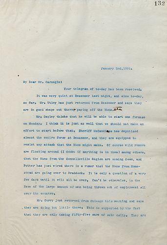 Frick writes on a strike at Bessemer
