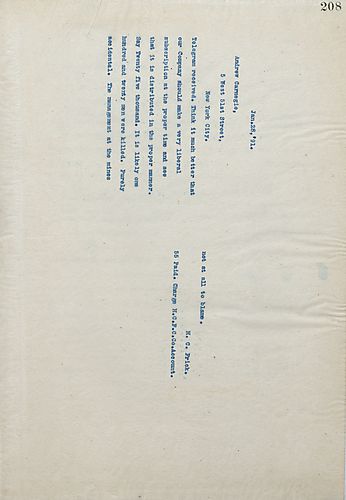 Frick received Carnegie's telegram. He thinks their company should make a liberal subscription and to see it distributed properly. Also, 125 men were accidently killed in the mines
