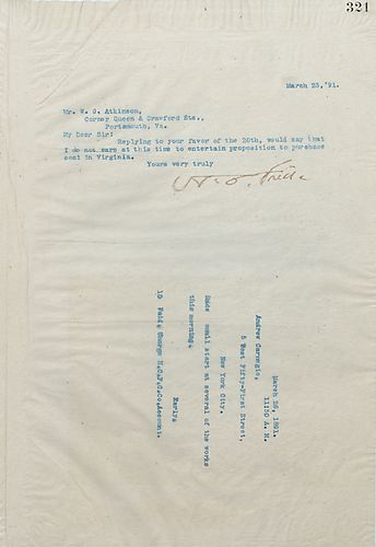 Frick wires Carnegie telling him that there was a small start at several of the mills this morning