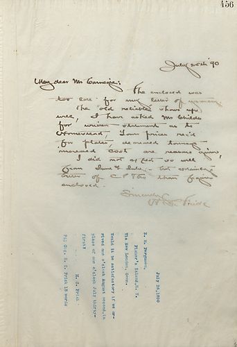 Frick writes Carnegie about 'old reliable' and mentions he will have Mr. Childs submit a written statement