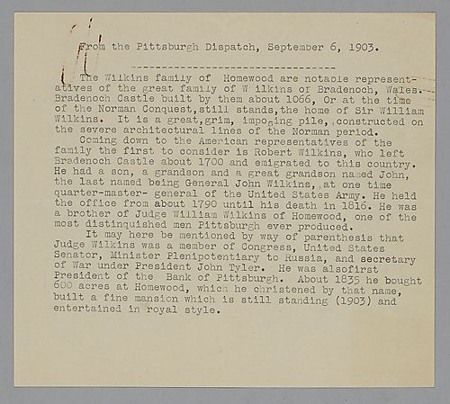 Typed excerpt from The Pittsburg Dispatch