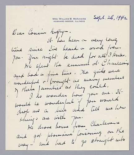 Letter from Julie McIlvaine to Evelyn Morneweck