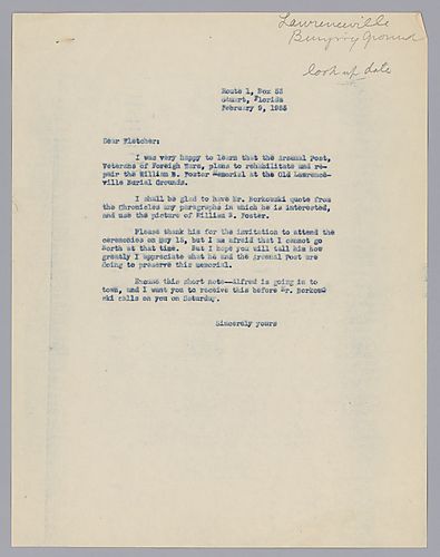Letter from Evelyn Morneweck to Fletcher Hodges, Jr.