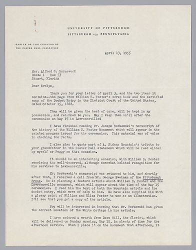 Letter from Fletcher Hodges, Jr., to Evelyn Morneweck
