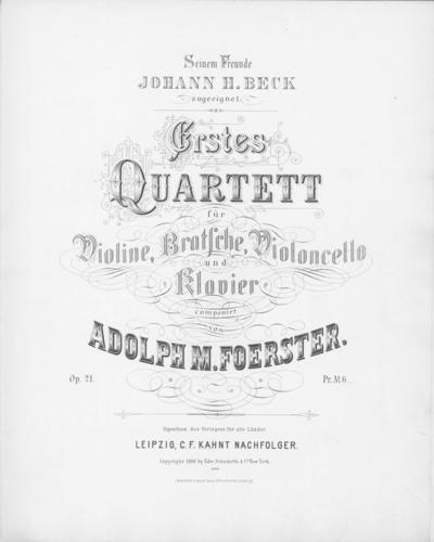 Opus 21 Erstes Quartet fur Violine, Bratsche score