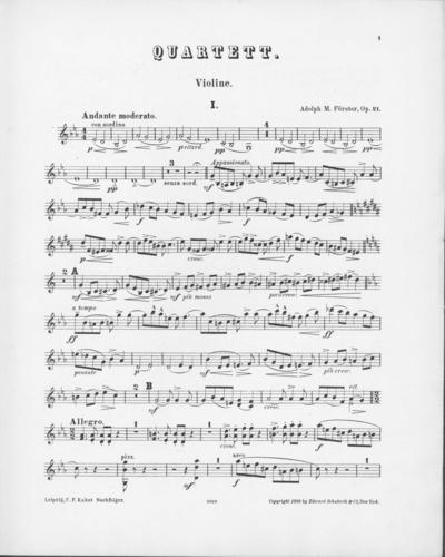 Opus 21 Erstes Quartet fur Violine, Bratsche violin