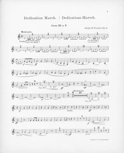 Opus 43 Dedication march: 3rd horn