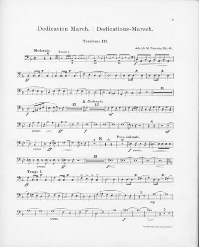 Opus 43 Dedication march: 3rd trombone