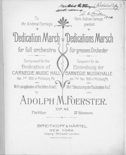 Opus 43 Dedication march: full score
