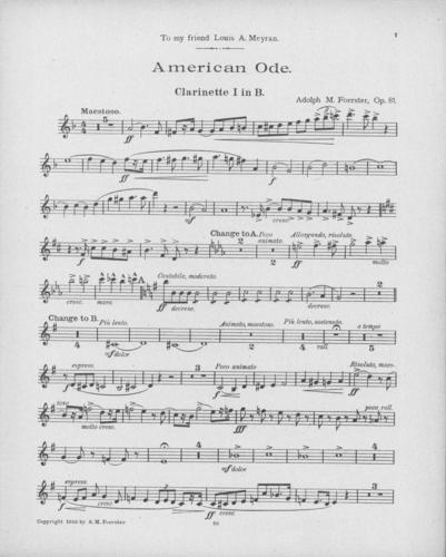 Opus 81 American ode: 1st clarinet