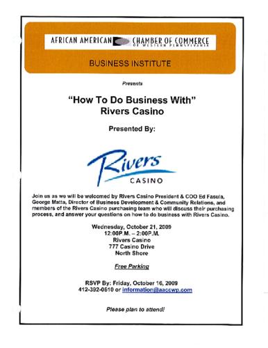 How to do Business with Rivers Casino-Flyer