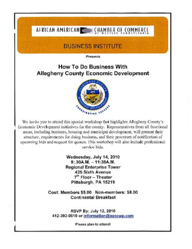 How to do Business with Allegheny County Economic Development-Flyer