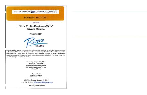 How to do Business with Rivers Casino-Flyer