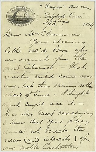 Writing from Luxor, Egypt, Carnegie catches up with Frick on how the company is running, including strategies for more profits and business plans for the end of the year. He also describes in detail his trip in Egypt sailing up the Nile River