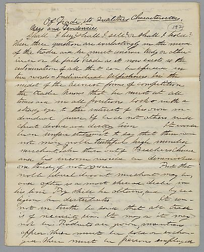 "Of Trade, its Qualities, Characteristics, Uses and Tendencies," signed Benjamin Franklin [J. M. Spear]