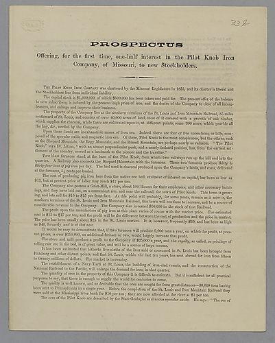Prospectus for the Pilot Knob Iron Company