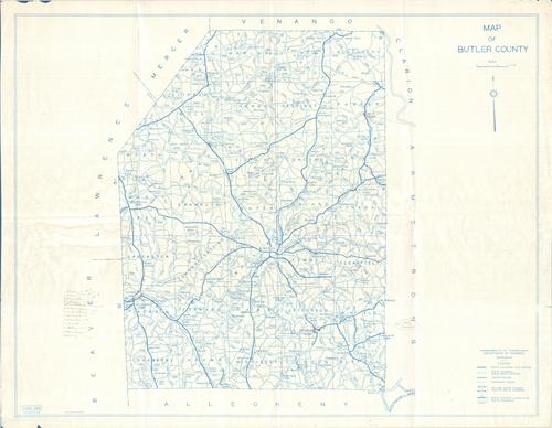 Map of Butler County, prepared by the Pennsylvania Department of Highways