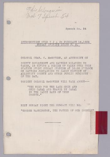 #54: The Need for the Lake Erie and Ohio Canal and Travel by Canal in the Early Days of this County